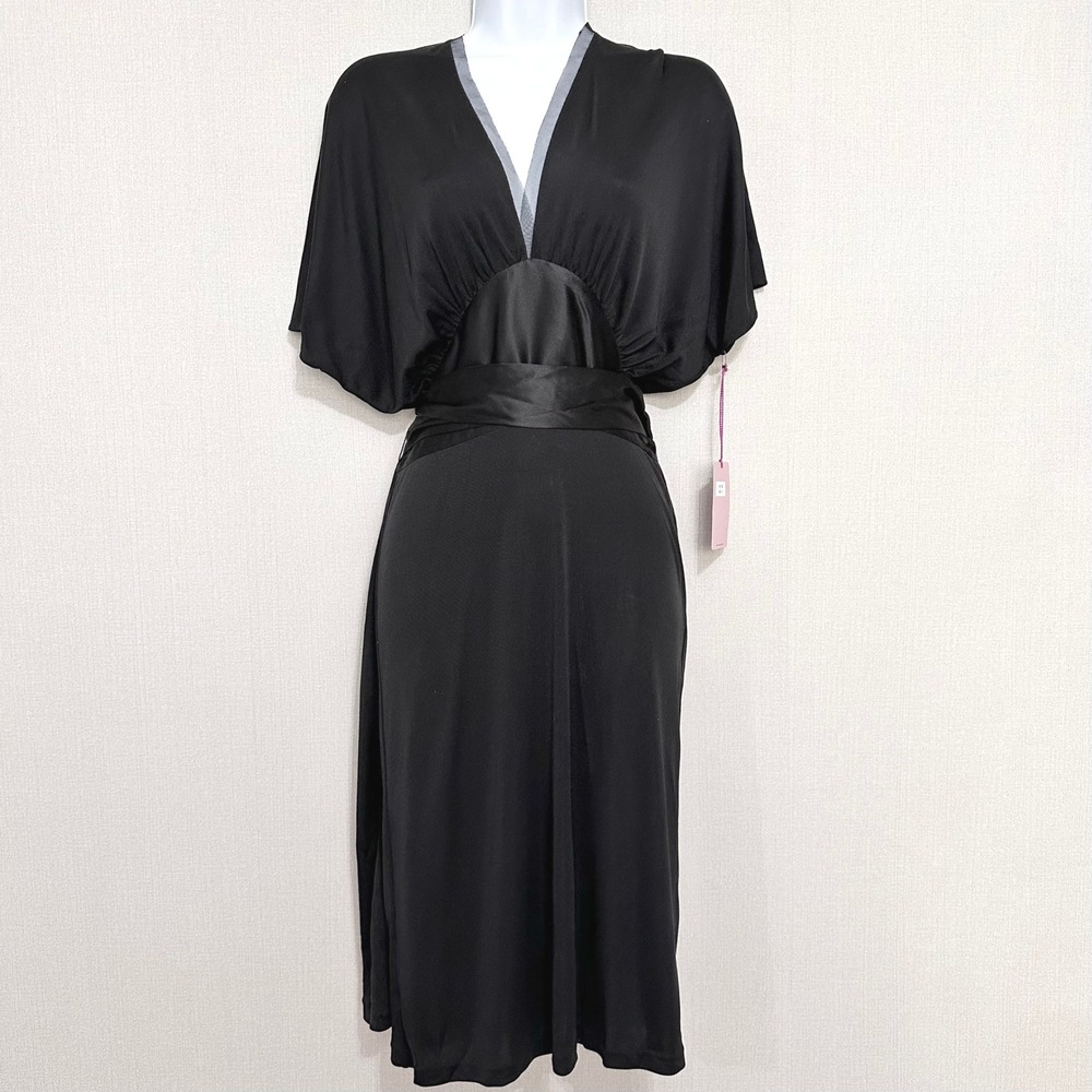 Vivienne Tam Vintage 100% Silk Black Midi Evening Cocktail Dress Size Small
